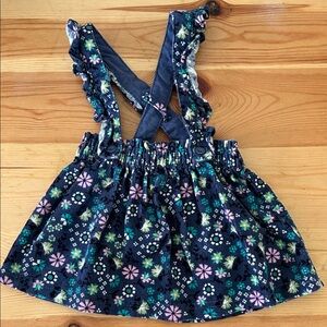Carter’s 12 mo Navy Floral Corduroy Suspender Skirt 🩵💜
